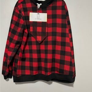 Together Red and Black Plaid Crewneck Sweater